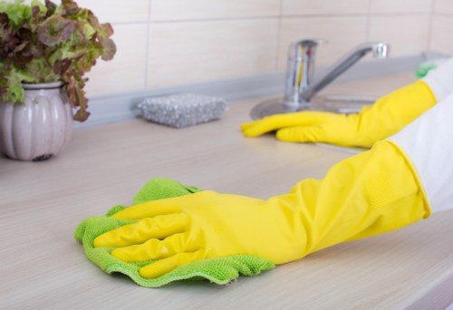 Deep cleaning team sanitizing a residential bathroom